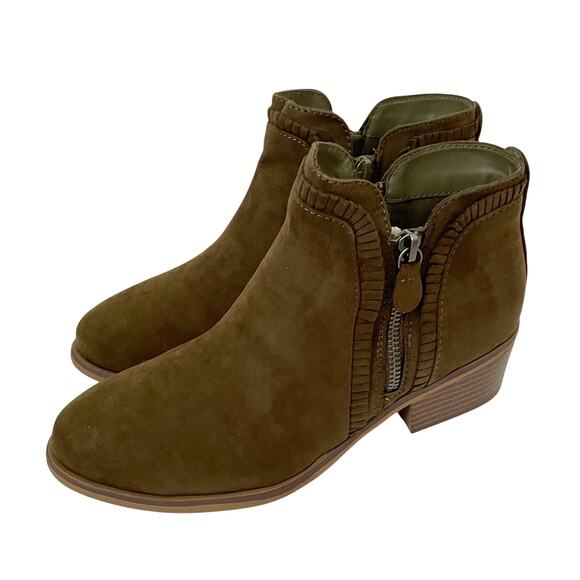 Mia Leather Zipper Braided Suede Bootie Green Size 6.5 NEW - Picture 1 of 7